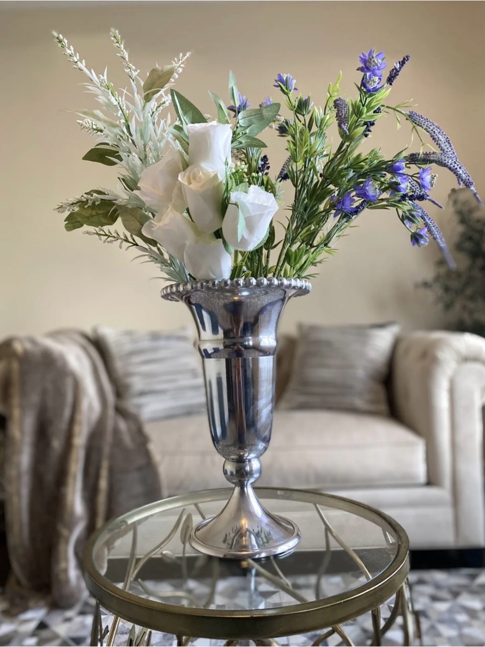 Calloway Beaded Trumpet Vase